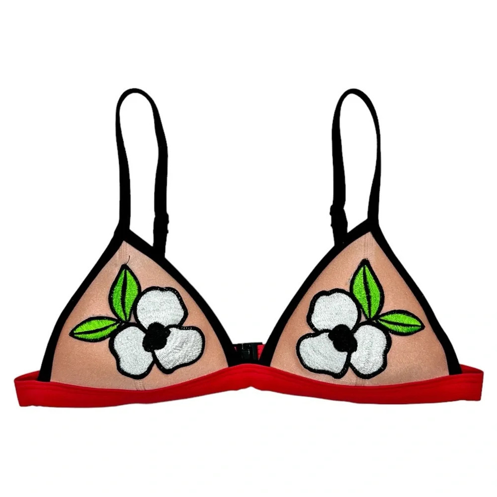 Triangl Floral Neoprene Bikini Top